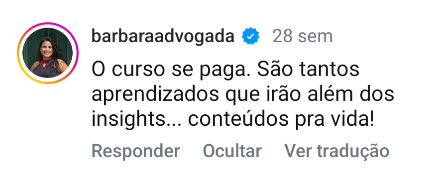 Depoimento Bárbara: o curso se paga